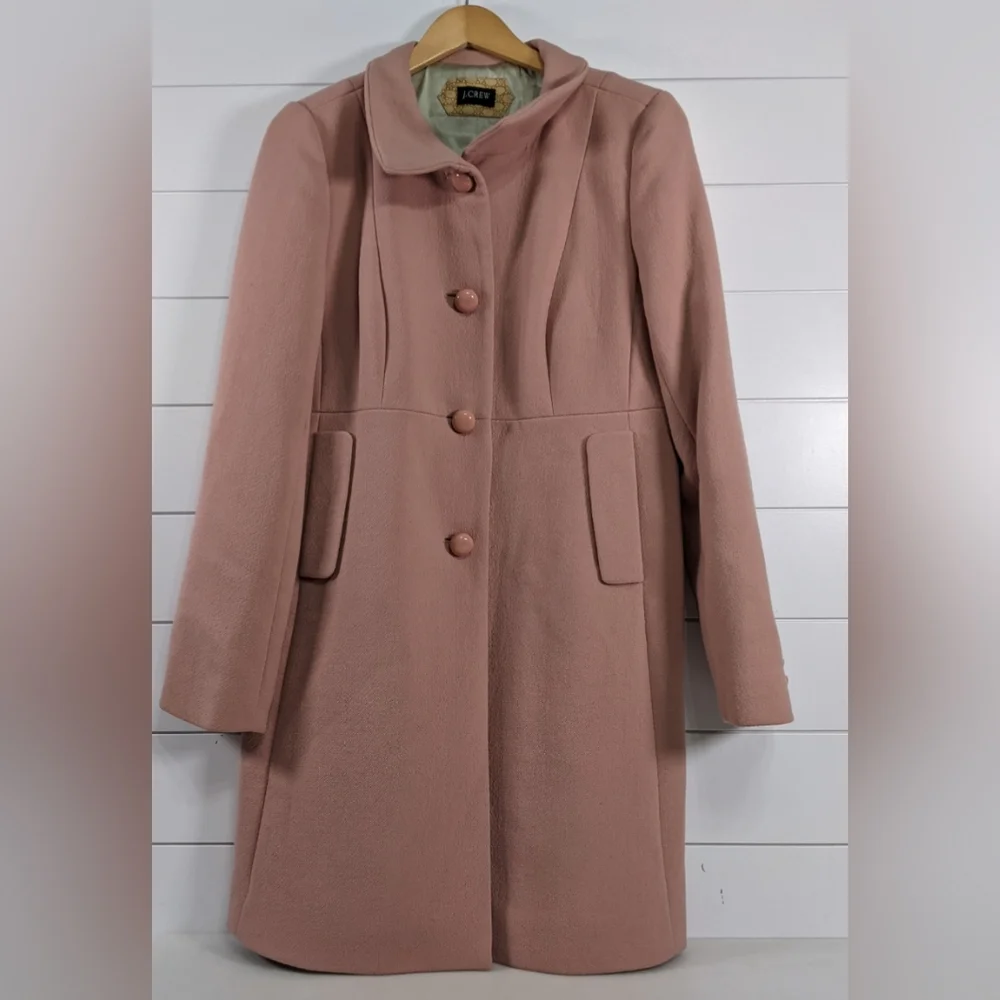 Vintage J.‎ Crew Women's Button-Up Italian Double Faced Pink Pea Coat GUC